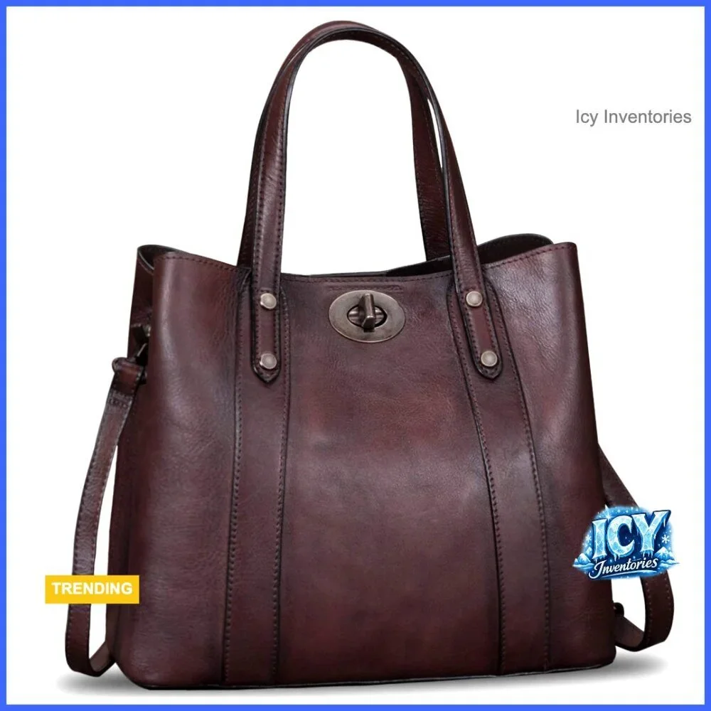 Genuine Leather Handbag Satchel Vintage Handmade Cowhide Top Handle Tote